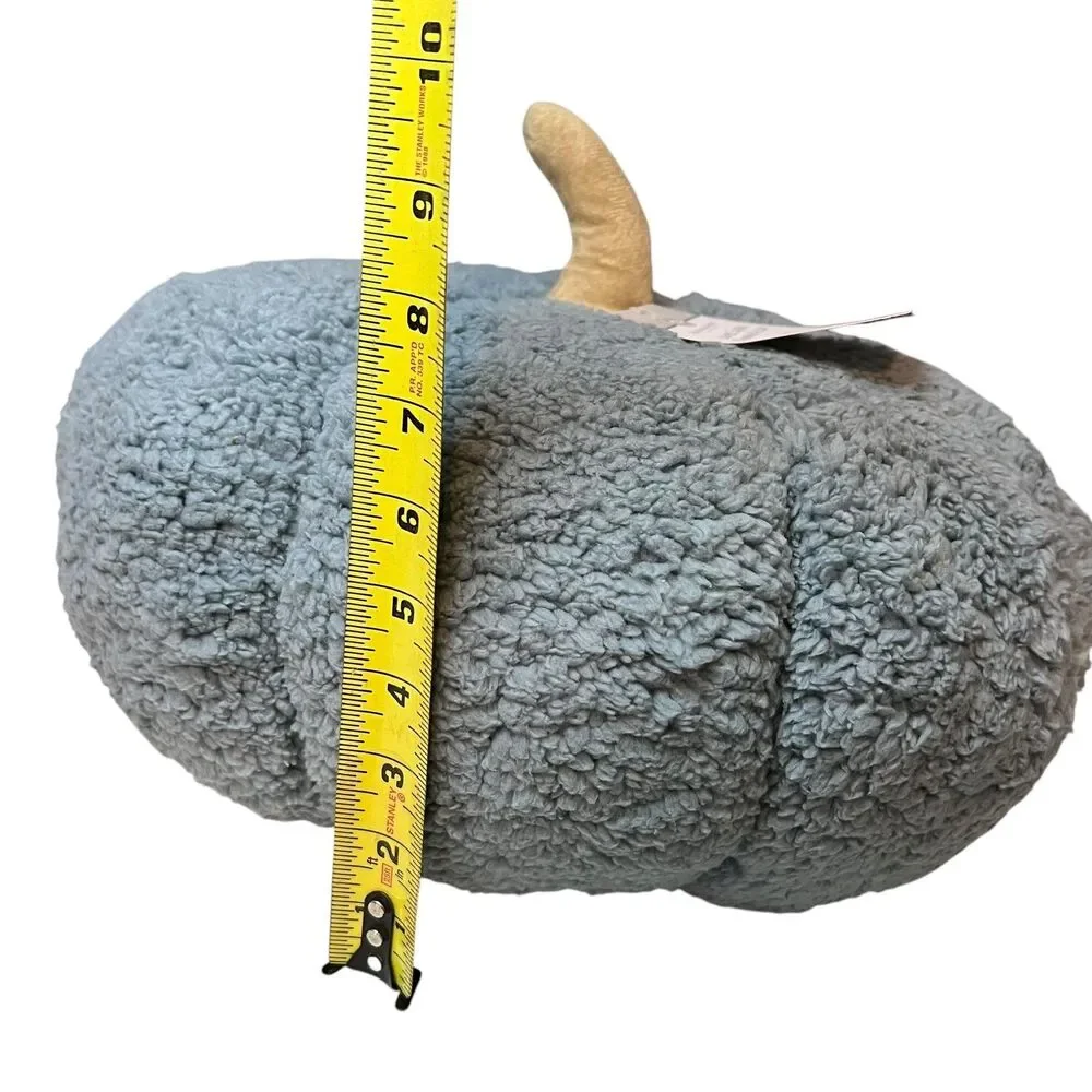 Huntington Home Jumbo Sherpa Pumpkin Pillow Plush Blue 15
